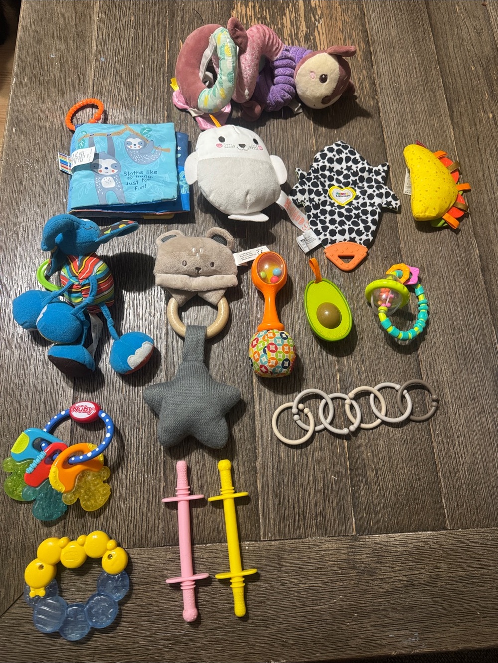 Baby Sensory Toy & Teether Lot Nuby Rattles Plush Soft Book Teething Toys